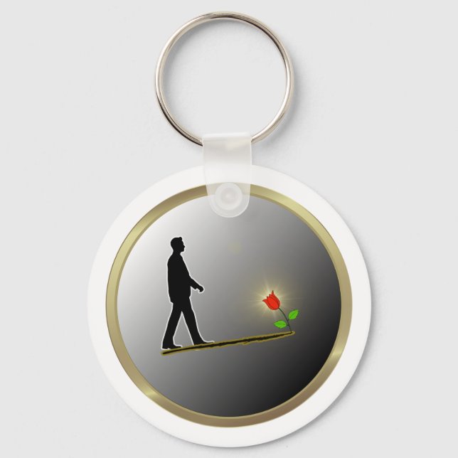 Walking Towards Hope Minimalist Silhouette Key Ring (Front)