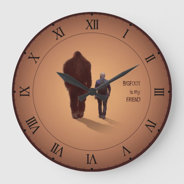 WALKING WITH BIGFOOT SASQUATCH LARGE CLOCK (Front)