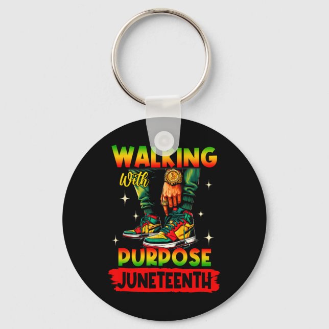 Walking With Purpose Juneteenth Step' Into Junetee Key Ring (Front)