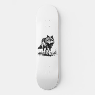 Walking Wolf Illustration Skateboard