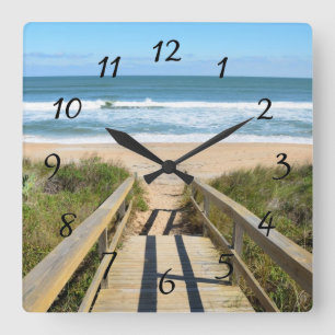 Walkway to the beach square wall clock