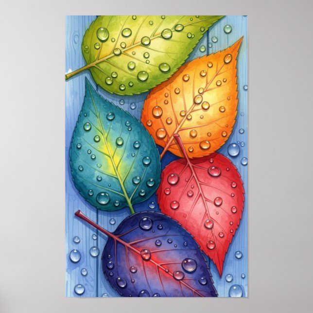 Wall art. Colourful leaves Poster (Front)