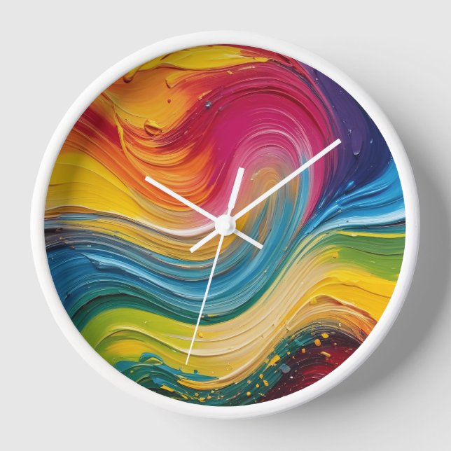 Wall Art of Colour Mix Painting  Clock (Front)