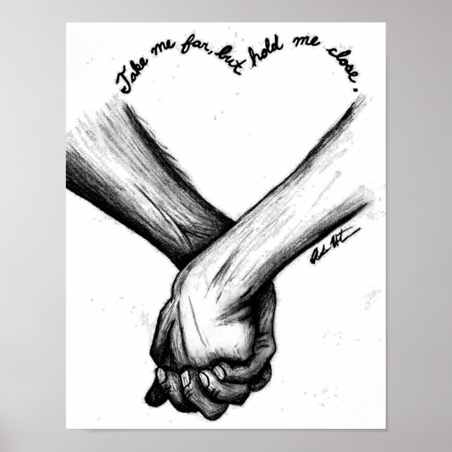 Wall art poster love quote and charcoal drawing (Front)