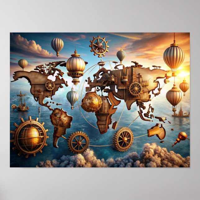 Wall Art Water Colour World Map  Poster (Front)