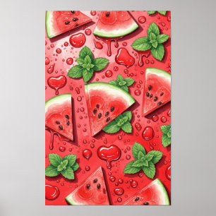 Wall art. Watermelon triangles Poster