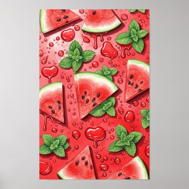 Wall art. Watermelon triangles Poster (Front)