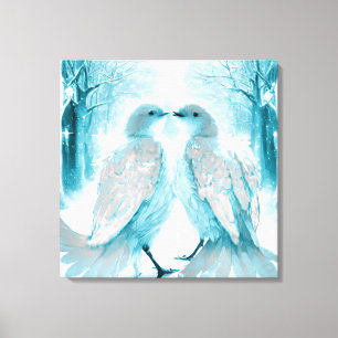 *~* Wall Artsy Love Birds AP54 Art Winter Canvas Print