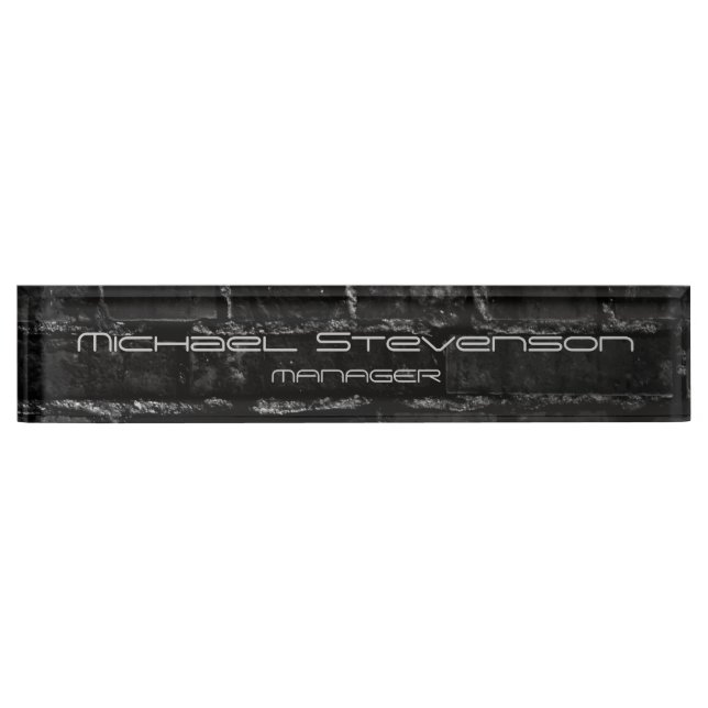 Wall Brick Grey Elegant Modern Desk Nameplate (Front)