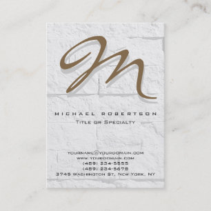 Wall Brick Pattern Brown Monogram Business Card