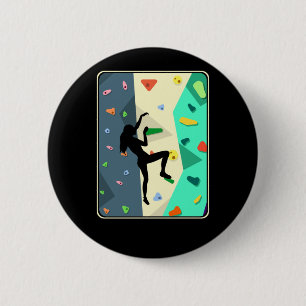 Wall Climbing Girl Indoor Bouldering Woman 6 Cm Round Badge