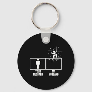 Wall Climbing Your Husband My Husband Wife Funny B Key Ring