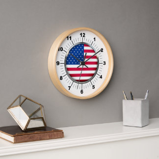 Wall Clock, 10" Round Natural Wood Frame USA Clock