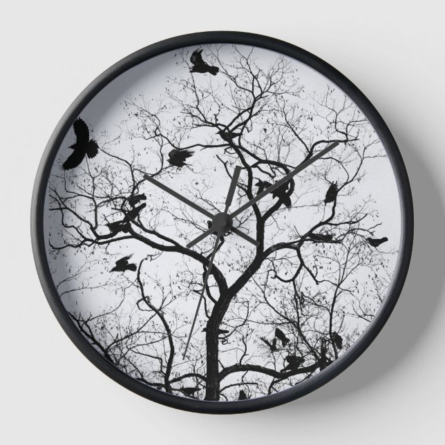 Wall Clock, 25.4 cm Round Natural Wood Frame Clock (Front)