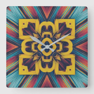 Wall Clock, A colourful classic design Square Wal Clock