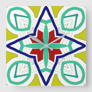 Wall Clock, A colourful classic design  Square Wal Clock
