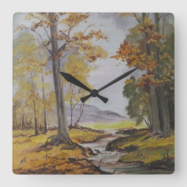Wall Clock Ann Hayes Painting Forest Stream (Front)