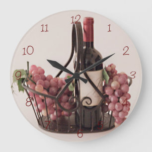 Wall Clock Basket w/ Wine and Grapes