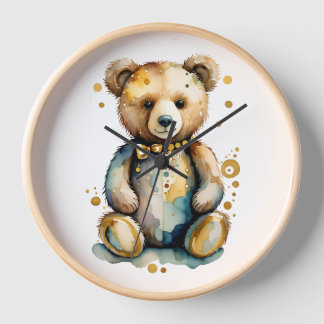 Wall Clock Bear gold