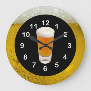 Wall Clock Black Gold The Time is Beer O'Clock