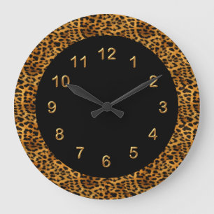 Wall Clock Black Leopard Print Animal