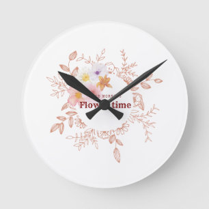 Wall Clock Botanical Flower Time Clock