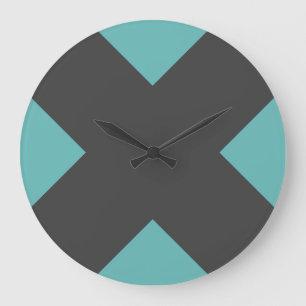 Wall Clock Charcoal Teal Geometric X Modern