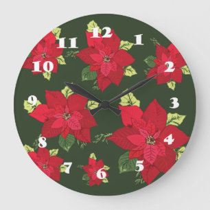 Wall Clock Christmas Flowers