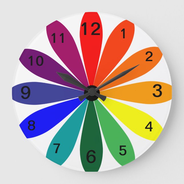 Wall Clock Colourful Flower Colour Wheel (Front)