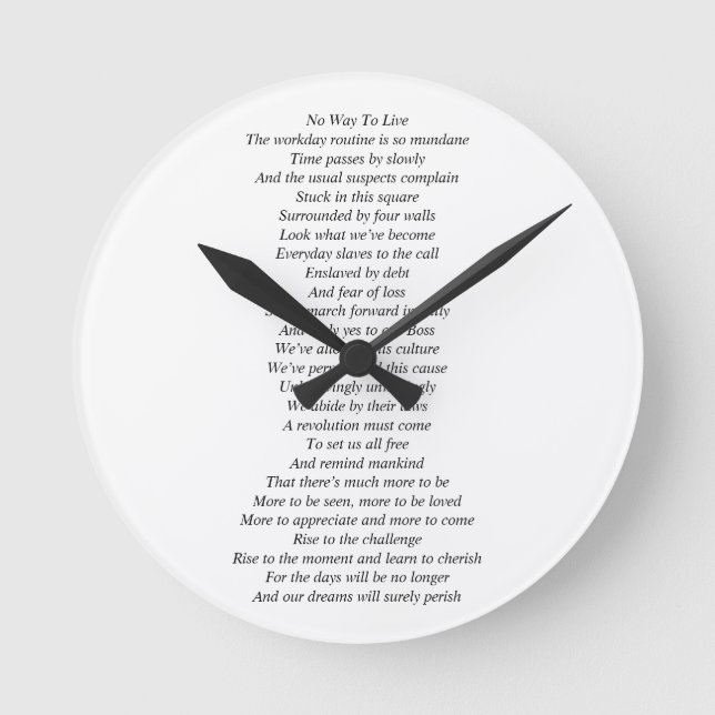 Wall clock complete with original poetry (Front)