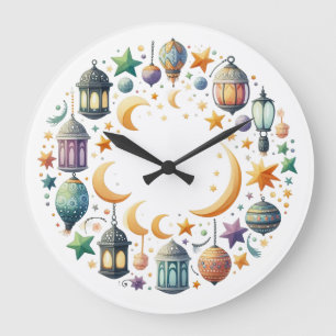 Wall Clock-Eid Mubarak Wreath Wall Clock
