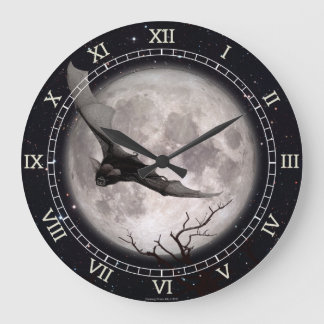 Wall Clock Flying Bat, Full Moon, Gothic, Vampire