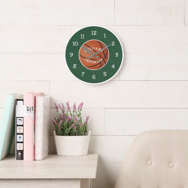Wall Clock for Basketball Fan personalise (Reading Room)