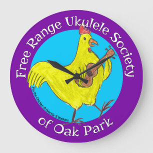 Wall Clock Free Range Ukulele Society Logo