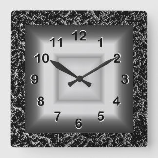 Wall Clock Gray Metal Look Black Silver