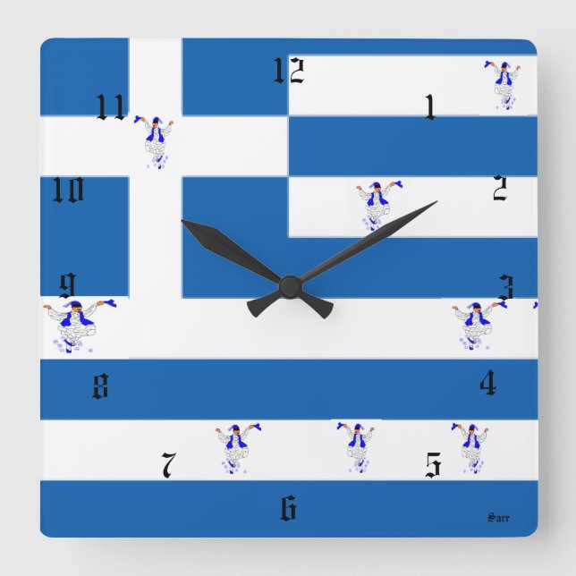 Wall Clock / Greek Flag (Front)