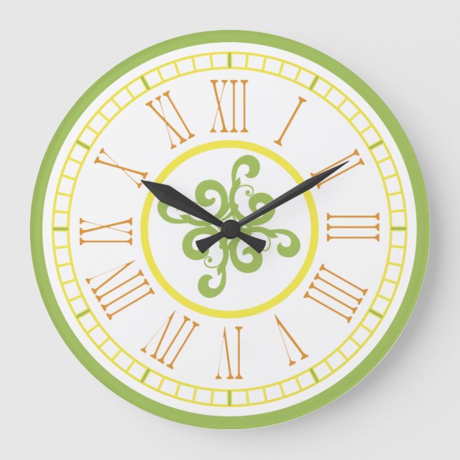 Wall Clock - green, yellow and orange (Front)