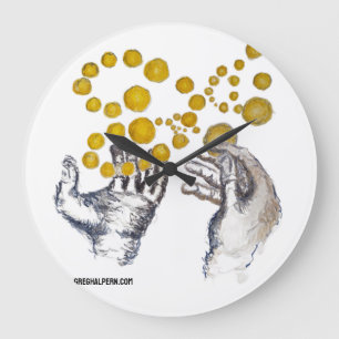 Wall Clock Hands Outstretched with Golden Globes