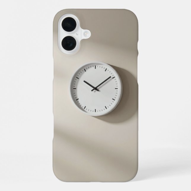 wall clock hanging on clean beige wall iPhone case (Back)