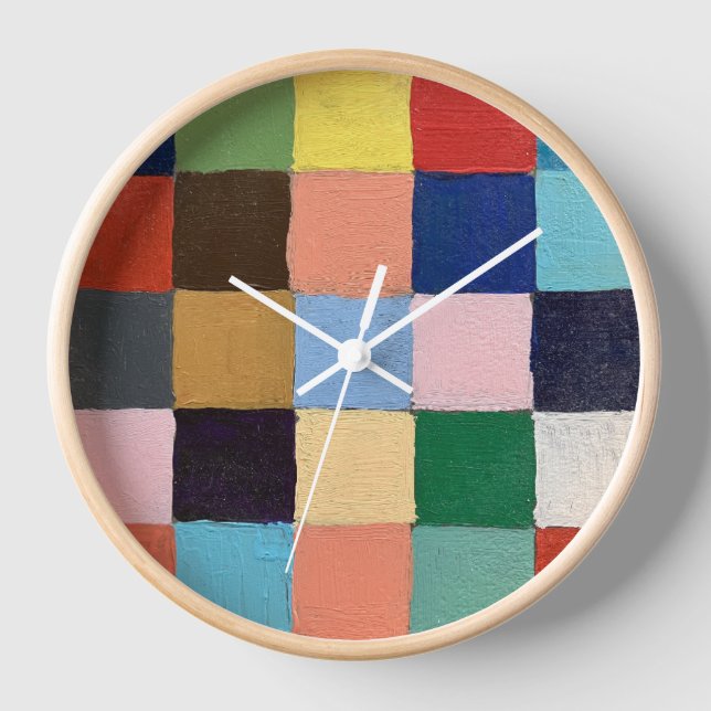 Wall Clock in Funky Squares Design (Front)