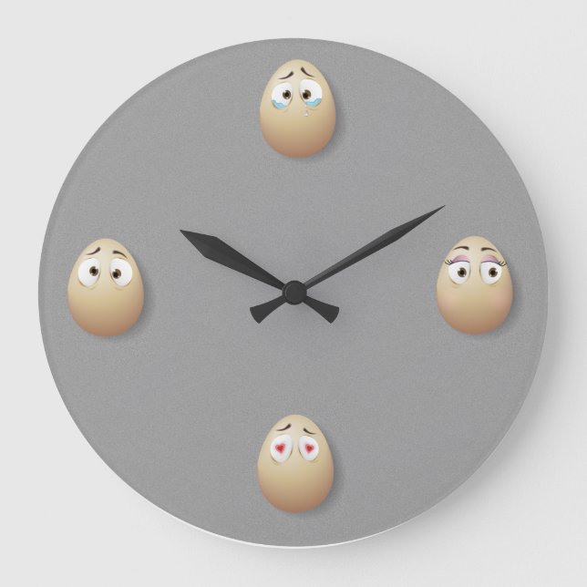 Wall Clock Kitchen eggs decor grey black Gift (Front)