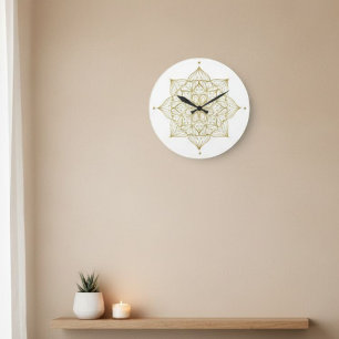 Wall Clock - Luxury Stylized Golden Flower Design