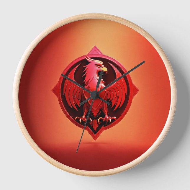 Wall clock  Majestic Red Eagle Emblem  (Front)