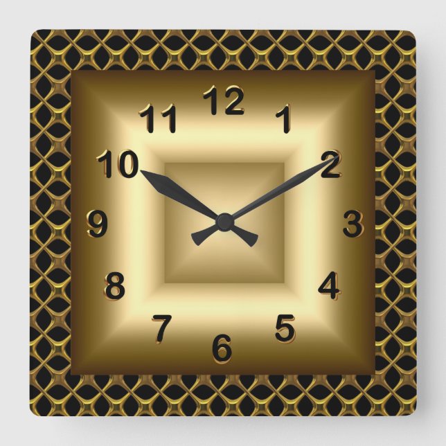 Wall Clock Metal Look Black Bronze Gold (Front)