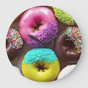 Wall Clock - Multi Coloured Doughnuts