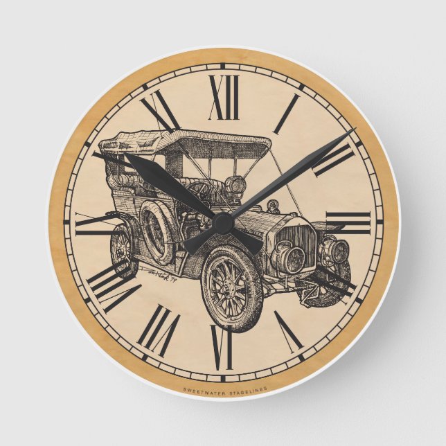 Wall Clock: Old Car Round Clock (Front)