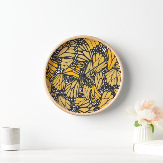 Wall clock printed monarch butterfly