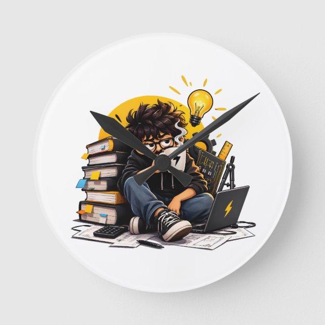 Wall Clock Room Decor Engineering Student Study (Front)