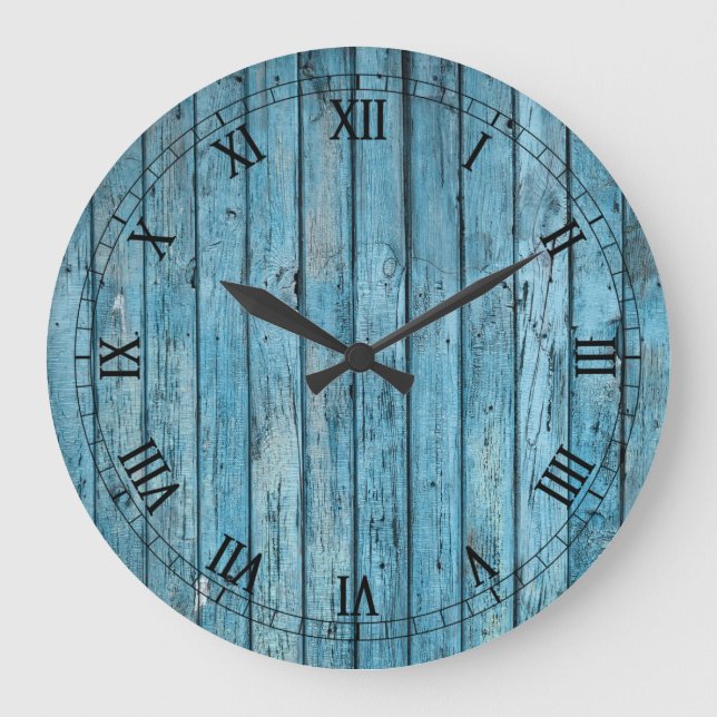 Wall Clock - Rustic Blue Roman Face (Front)