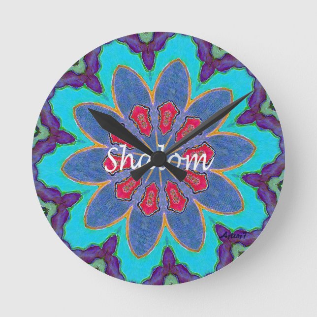 Wall Clock Shalom Mandala (Front)